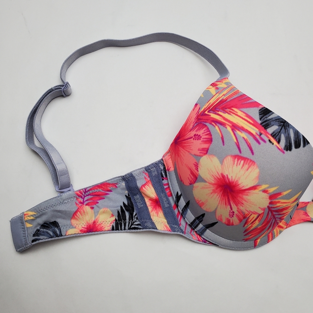 PINK Victoria's Secret Sexy Hawaiian Floral Wear Everywhere Push-up Bra 30A - Picture 2 of 6